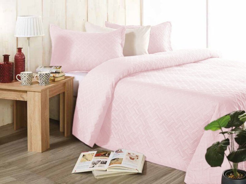 Κουβερλί Σετ Υπέρδιπλο Ανάγλυφο Σομόν Γαρύφαλλο | Garifallo.gr